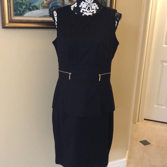 Calvin Klein | Dresses | Calvin Klein Sophisticated Peplum Gold Zippered  Sleeveless Cotton Sheath Dress | Poshmark